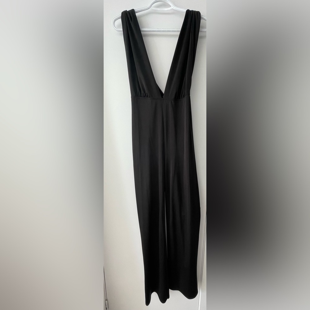 Black Plunge Neck Jumpsuit - size 6